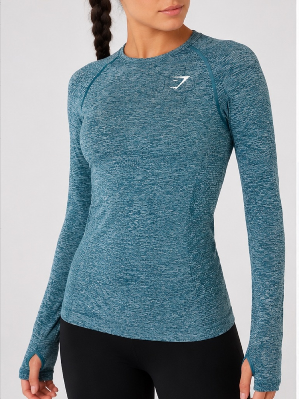 Gymshark Vital Seamless Long Sleeve Top Teal Blue Small